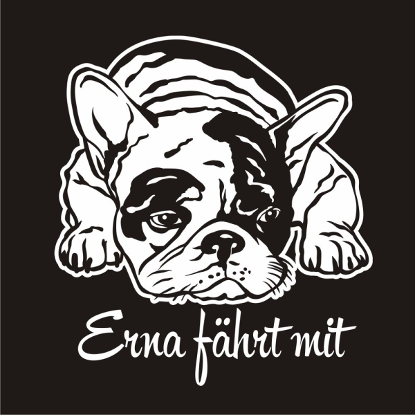 Auto Aufkleber Französische Bulldogge Name fährt mit A1800